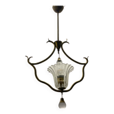 Murano Glass Brass Light Pendant 1950’s