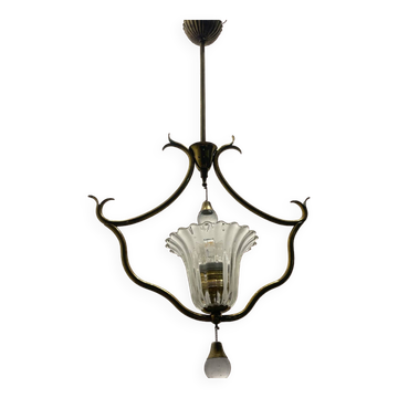 Murano Glass Brass Light Pendant 1950’s