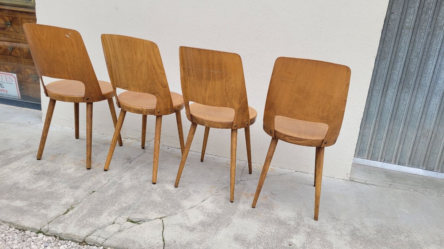 Series of 4 Baumann bistro chairs model Mondor 1950 vintage