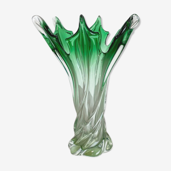 Vase Sommerso en verre floral multicolore fabriqué à Murano, Italie, années 1970