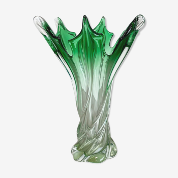 Multi-color floral glass Sommerso vase made in Murano, Italy, 1970s