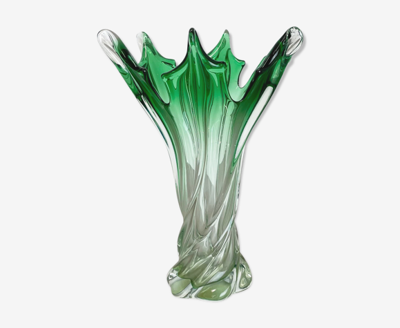 Multi-color floral glass Sommerso vase made in Murano, Italy 