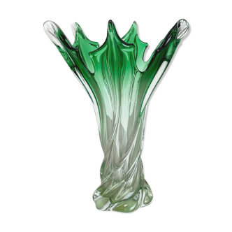 Multi-color floral glass Sommerso vase made in Murano, Italy, 1970s