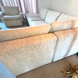 Modular corner sofa white pluche 7 elements