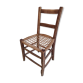 Chaise en bois rustique boheme artisanale corde tressée