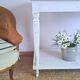 Console table in wood and white rattan