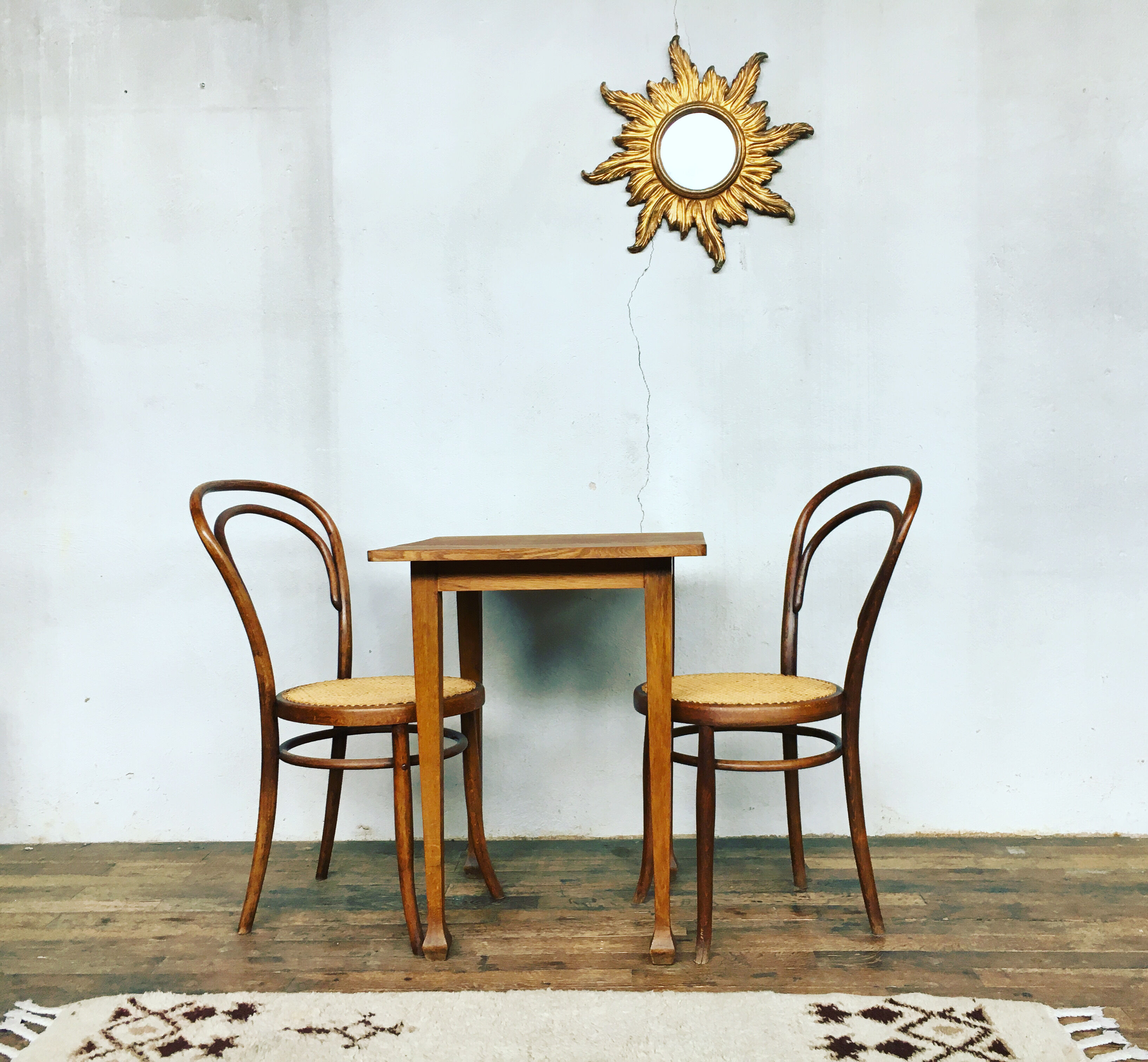 Table square vintage feet trumpet beech tray solid beech