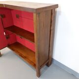 Bright brutalist bar furniture aranjou vintage from the 50s 60s in solid elm