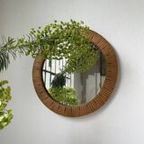 Round wicker mirror from the 50s