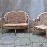 Ensemble de jardin en rotin Peacock banquette  et fauteuil