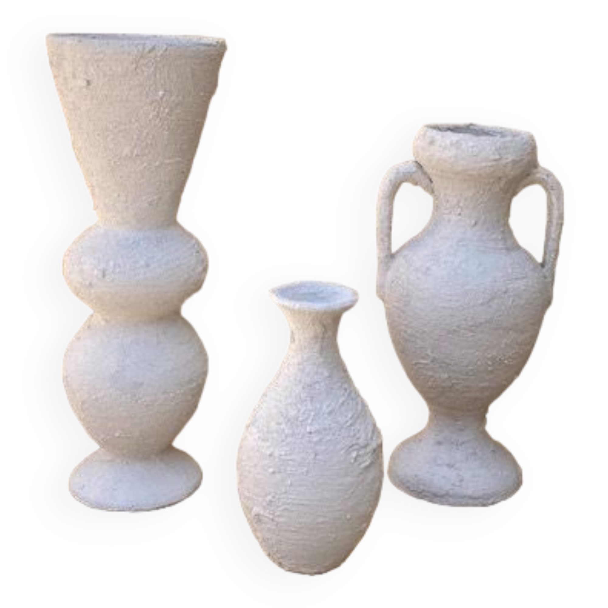 Trio of white vases