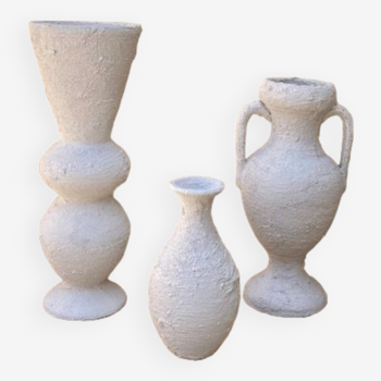 Trio of white vases