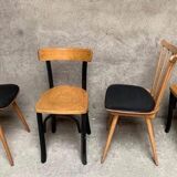 Serie de 4 anciennes chaises bistrot en bois