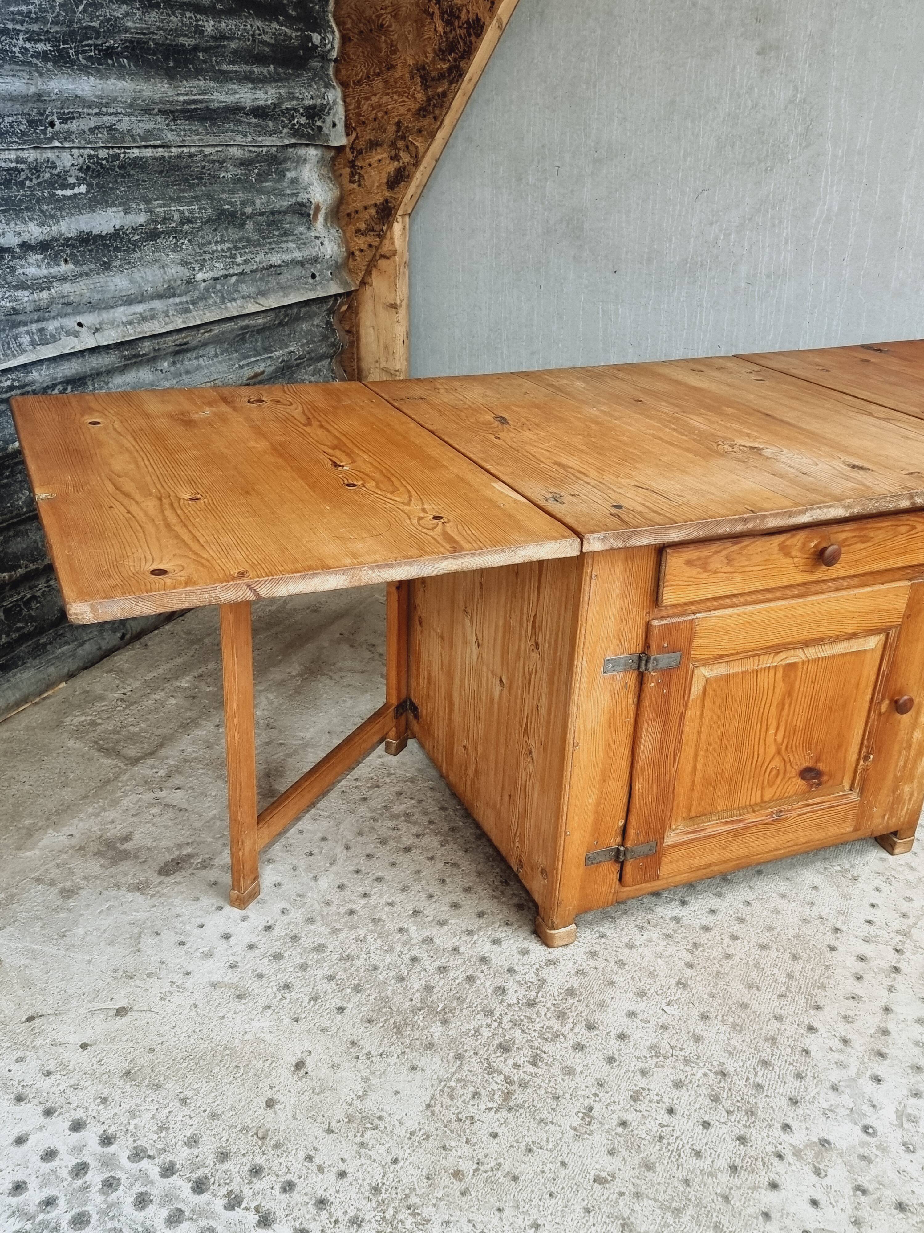 Antique Swedish table folding table with plenty of storage space