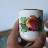 5 vintage painted apple coffee cups