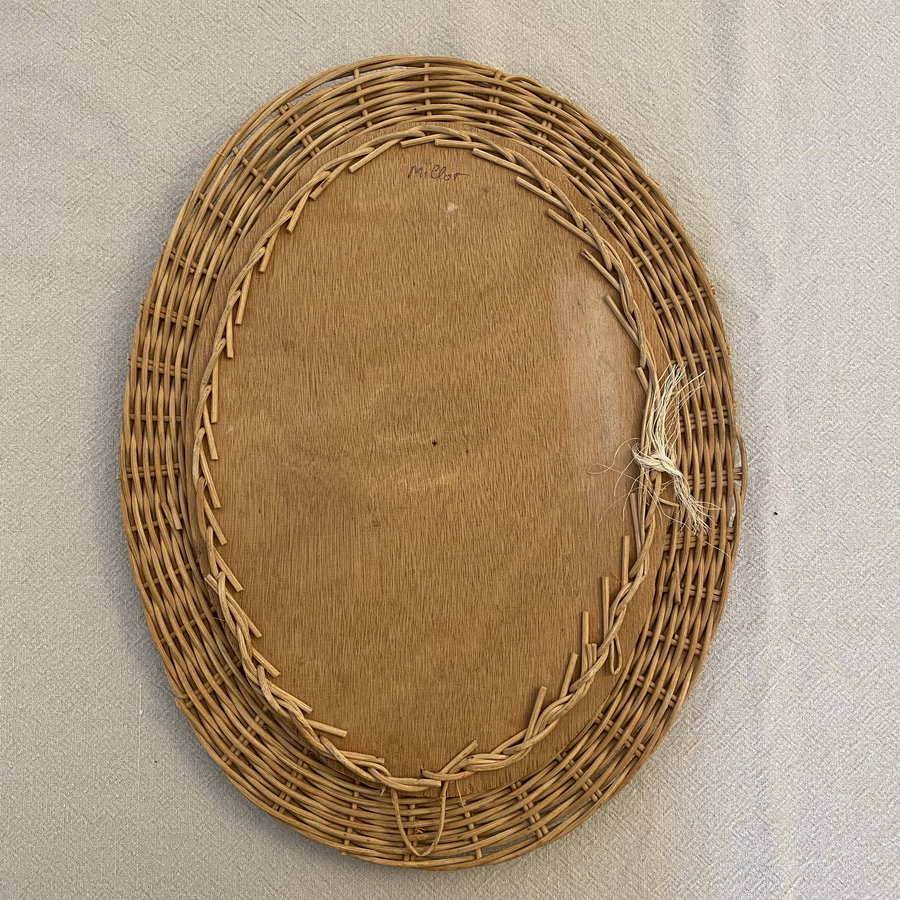 Vintage rattan mirror 27x35cm