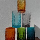 Large multicoloured glasses by Geoffrey Baxter from the 1960s.