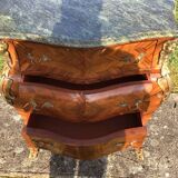 Louis XV style 3-drawer chest of drawers in wood and marble marquetry