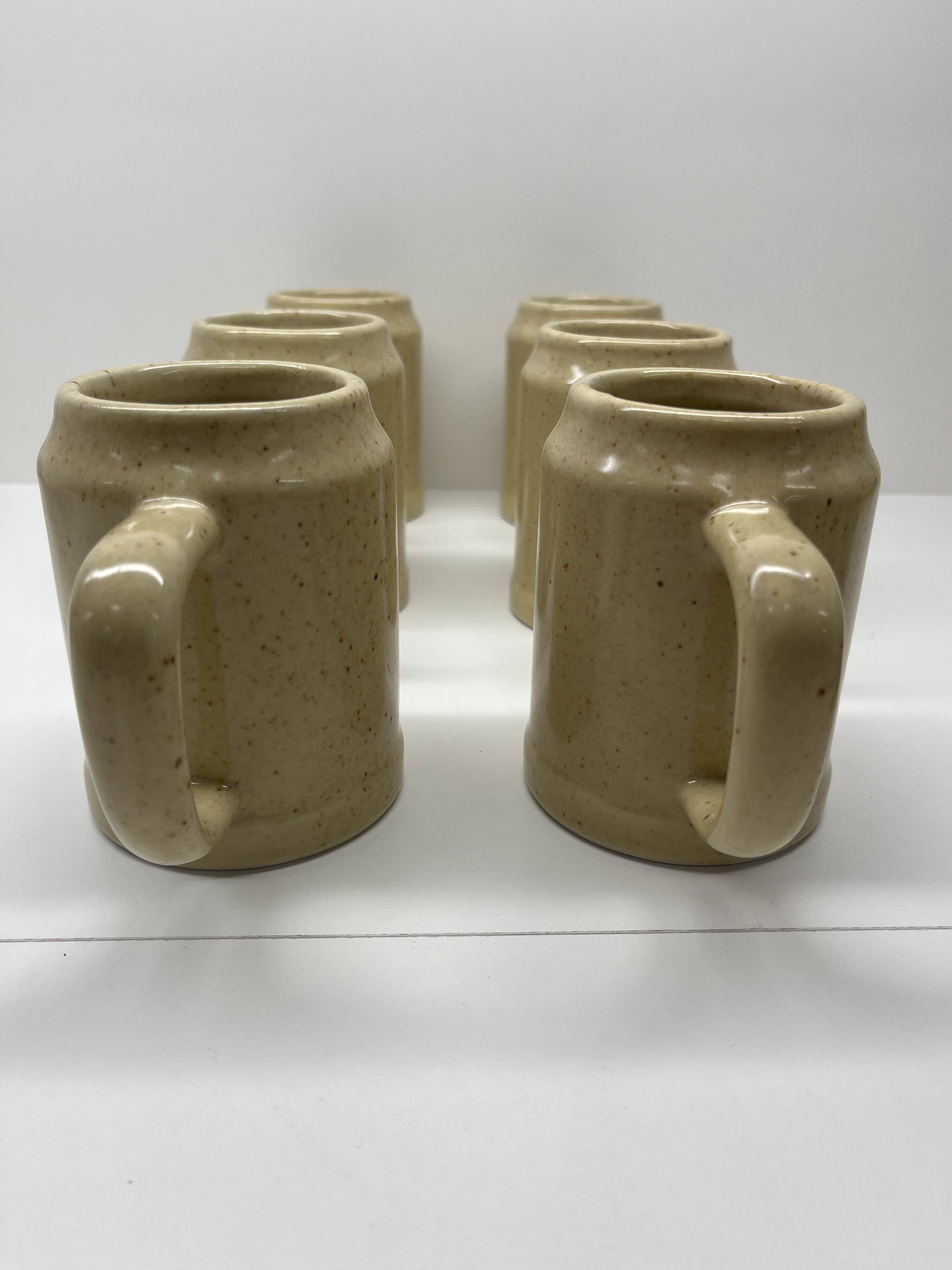 6 stoneware beer mugs