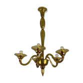 Venetian Chandlier in Murano glass of yellow color amber, 5 arms of light
