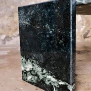 Emerald green marble "eye" coffee table, Roche Bobois, France, 1970s