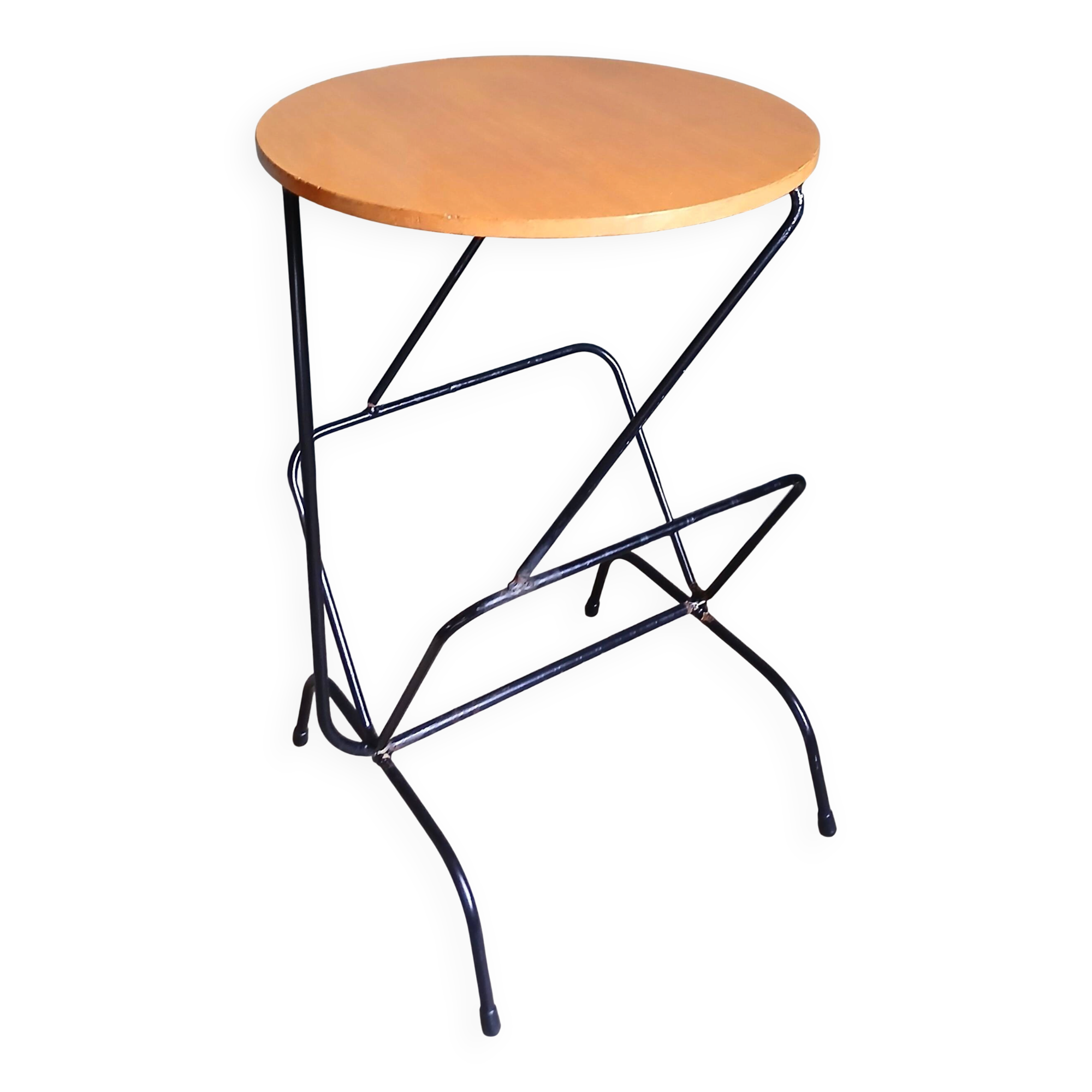 Table d'appoint porte revue chêne blond 1960