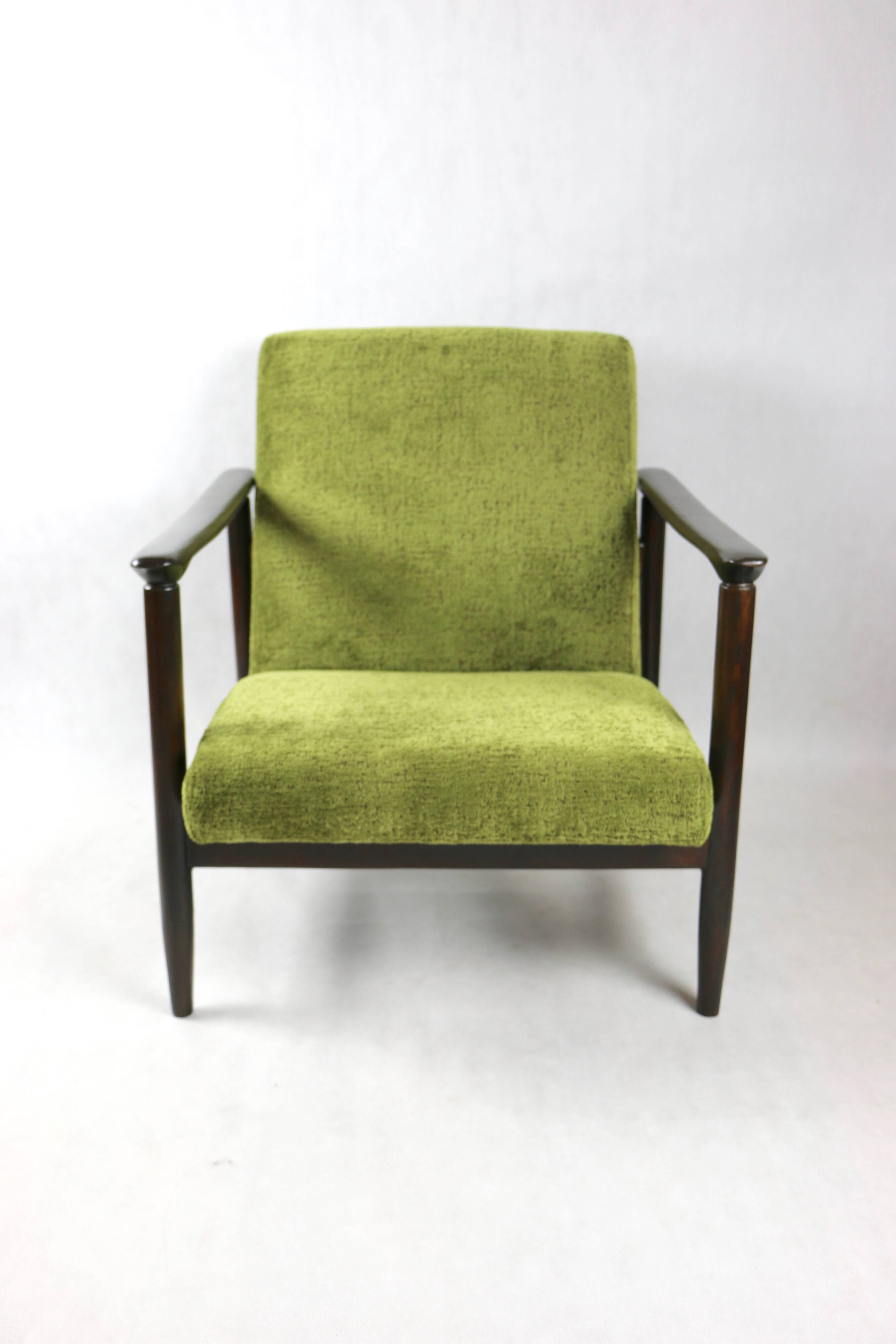GFM-142 Armchair in Olive green attributed to Edmund Homa, 1970s - brown wood