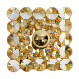 Small 70s Palwa brass ceiling or wall lamp with faceted crystal stones