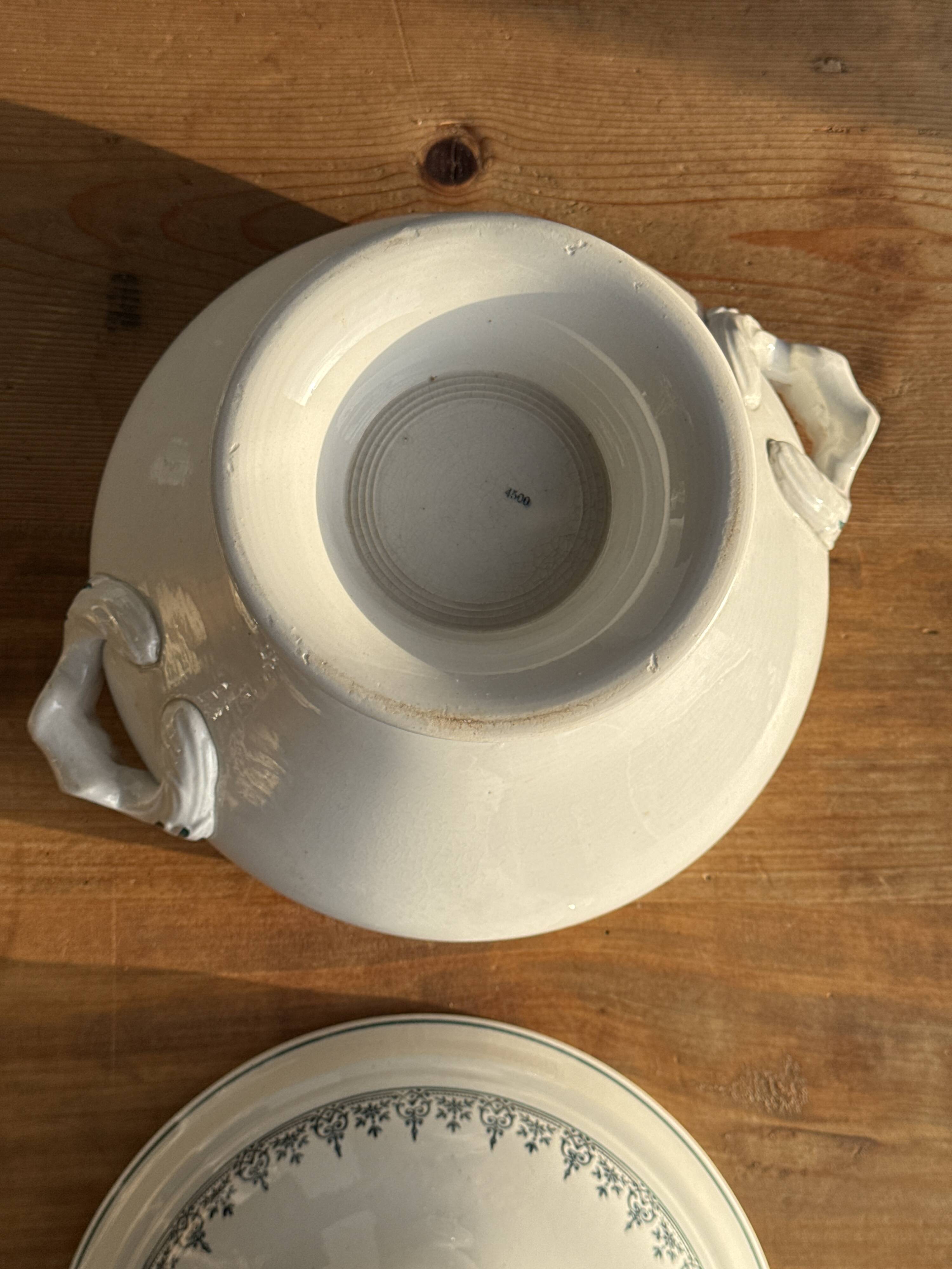 Covered soup tureen or vegetable dish in Saint Amand earthenware H29 D28