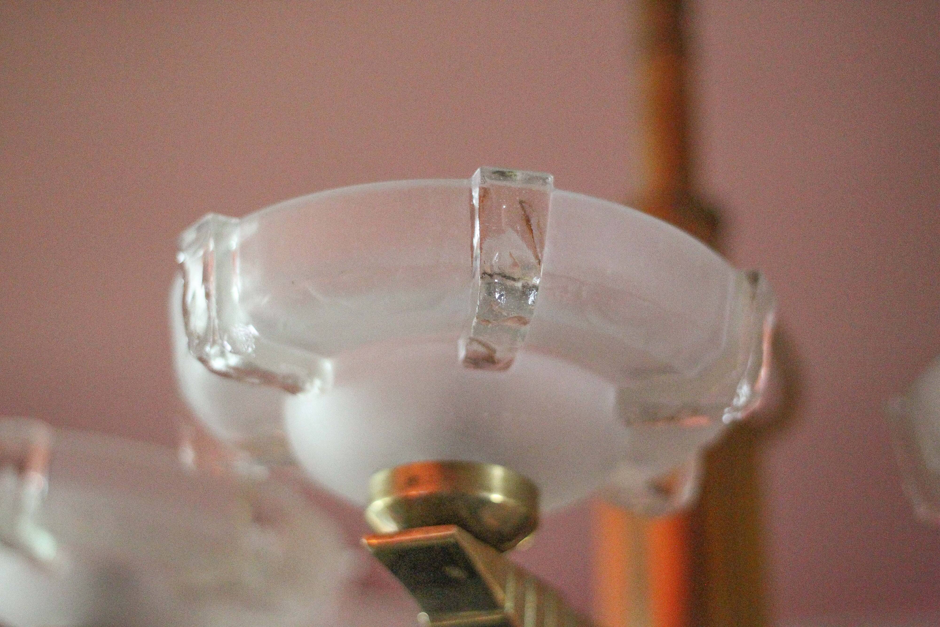 art deco suspension, 6-light Ezan glass globe chandelier, art deco bronze chandelier