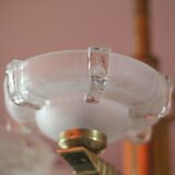 art deco suspension, 6-light Ezan glass globe chandelier, art deco bronze chandelier