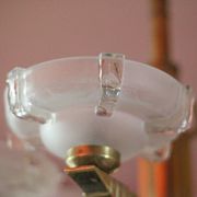art deco suspension, 6-light Ezan glass globe chandelier, art deco bronze chandelier