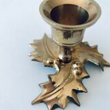 Candlestick in brass holly design