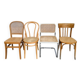Set of 4 Mix & Match Dining Chairs with Cane Seat / Mid-Century Dining Furn