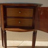 Antique half moon console-chest made by fils d'alfred wimphen in marquetry 2 drawers