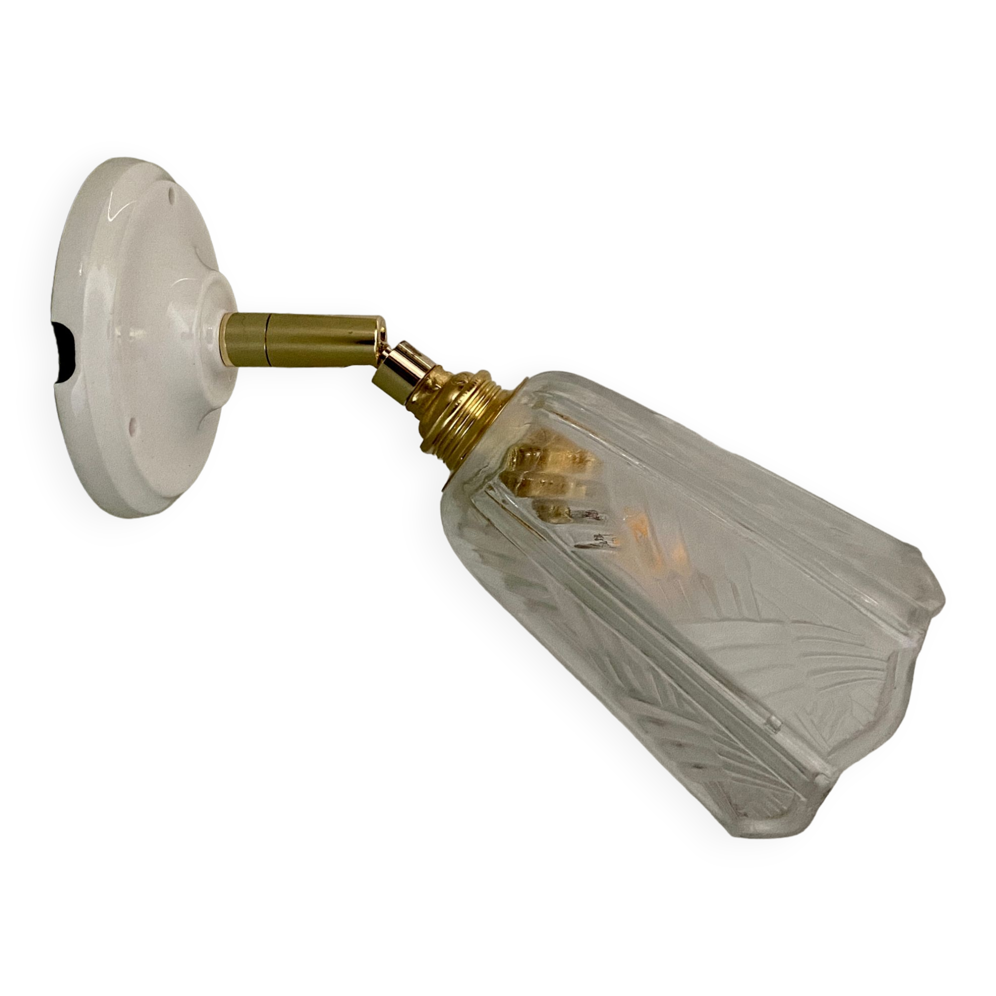 Applique tulipe vintage art déco en verre dépoli Selency