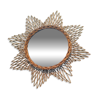 Rattan sun mirror from the 60s/70s