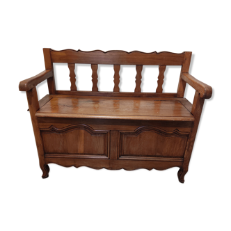 Vintage antique wood chest bench