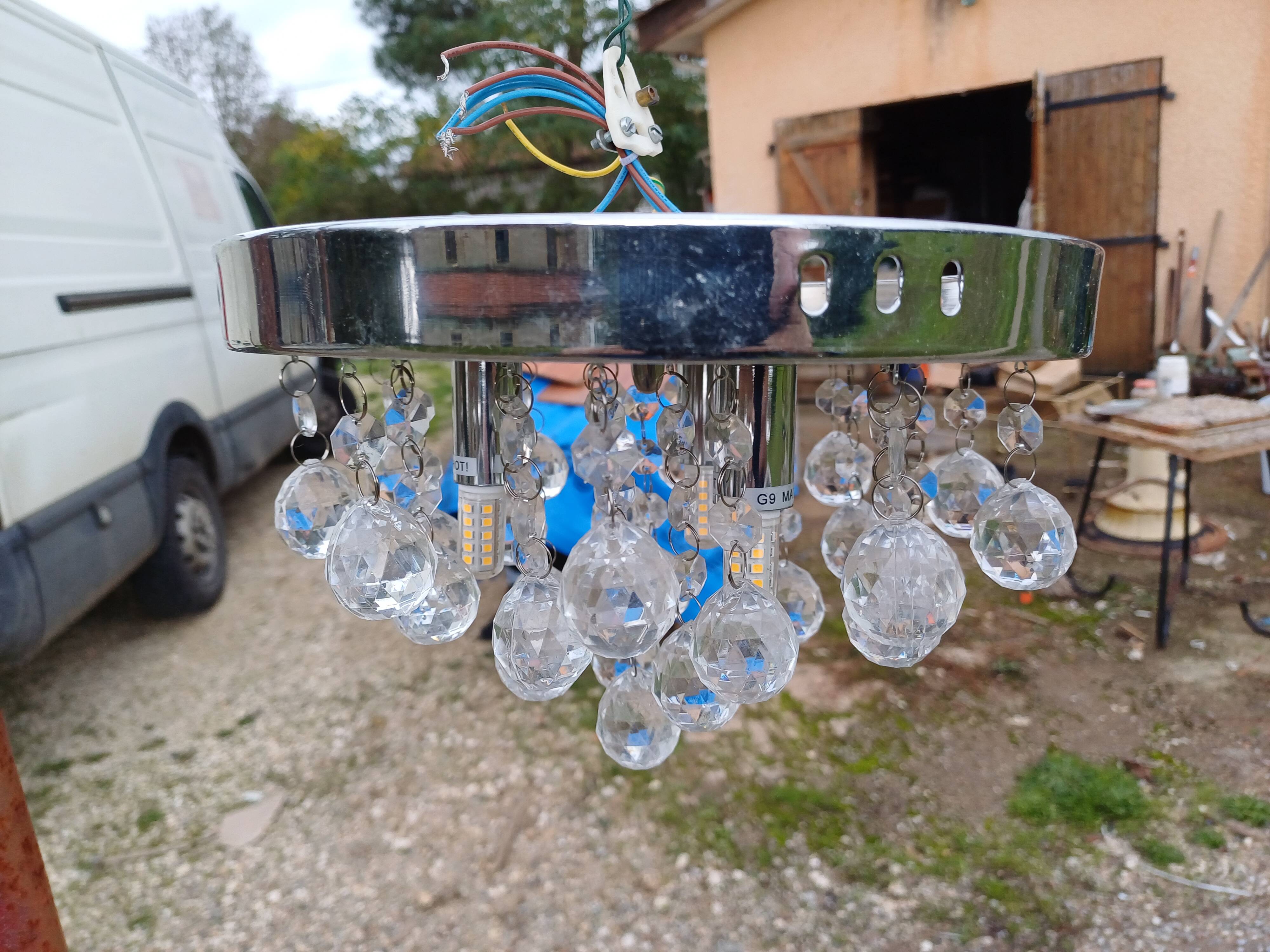 4 Suspensions Vintage Chrome et Pampilles