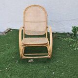Rocking chair en rotin et cannage