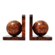 Art Deco bookends made of polished solid burl wood.