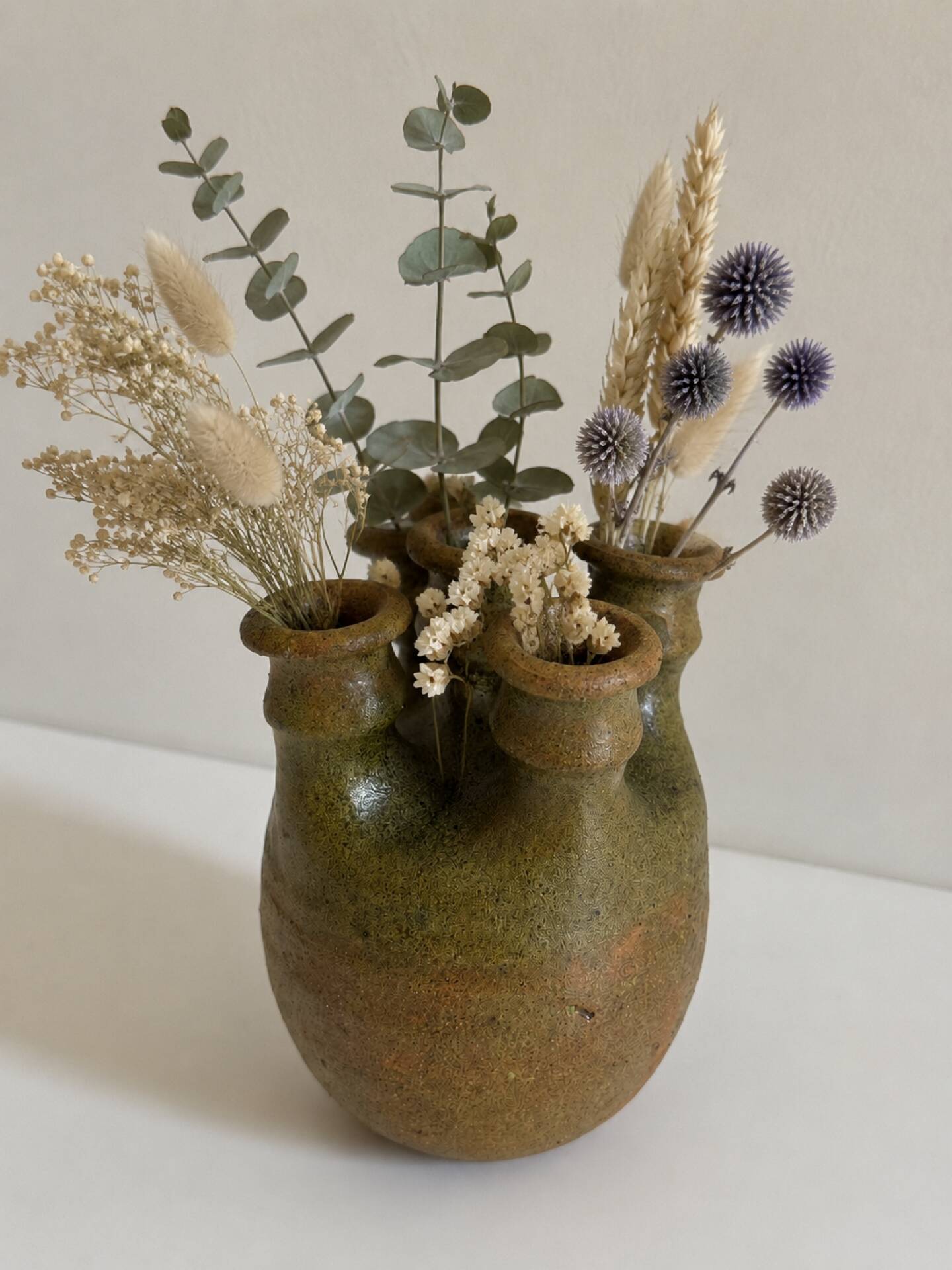 Vase with five necks in glazed stoneware