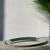 Oval stainless steel dish signed Rémi Letang