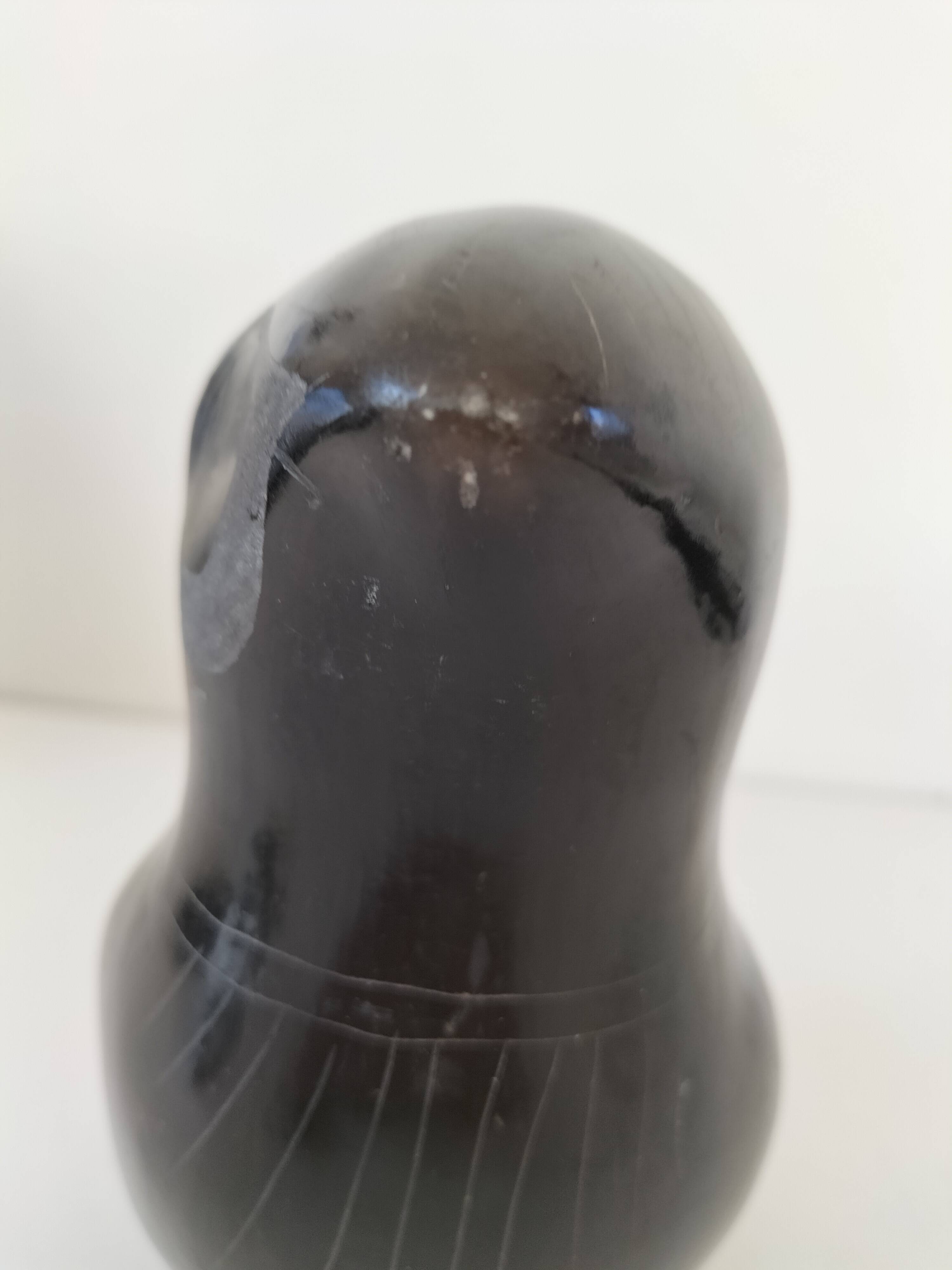 Engraved black ceramic owl signed Mexico