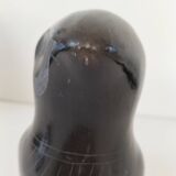 Engraved black ceramic owl signed Mexico