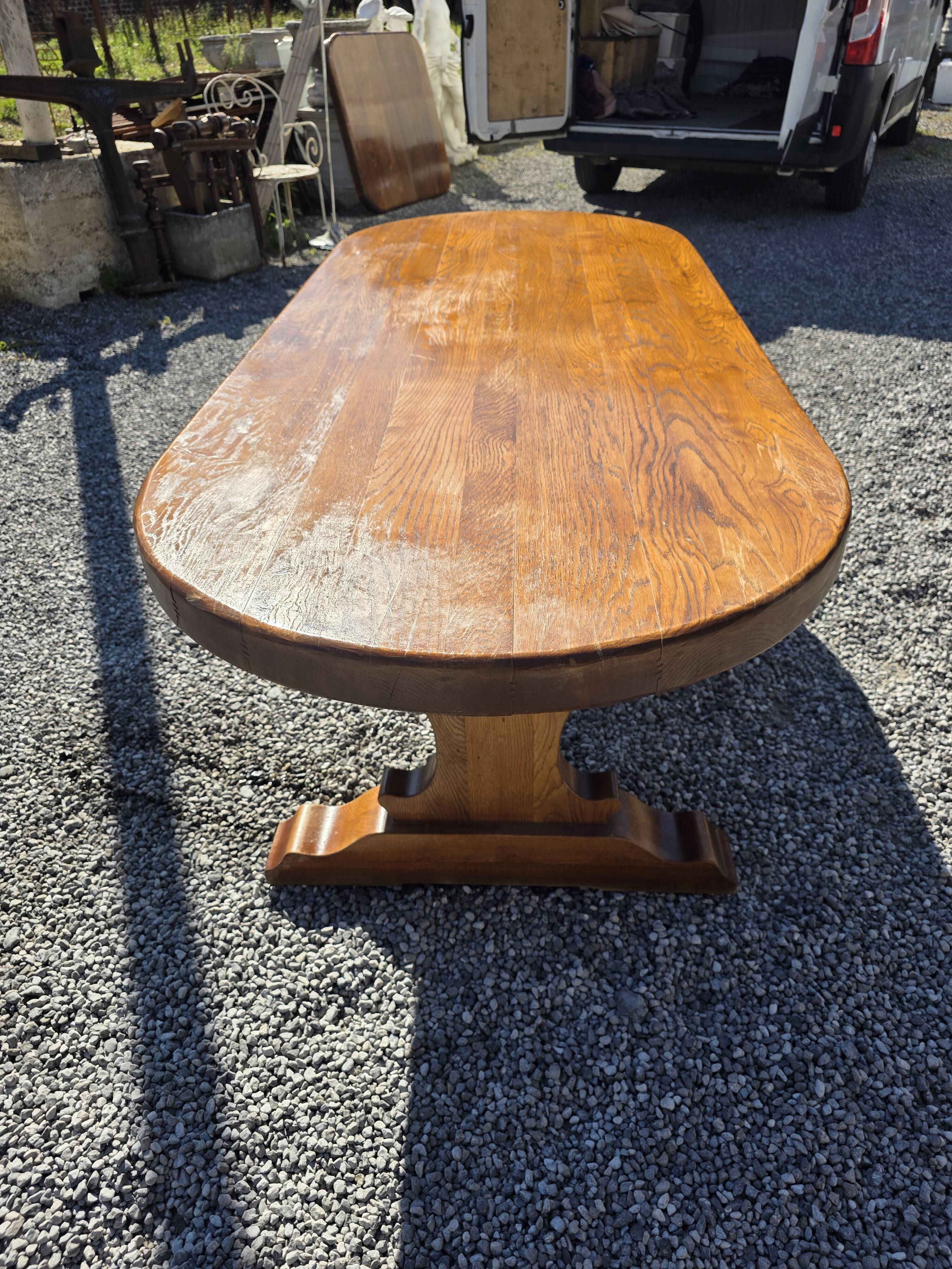Solid oak farmhouse table, 220×90cm