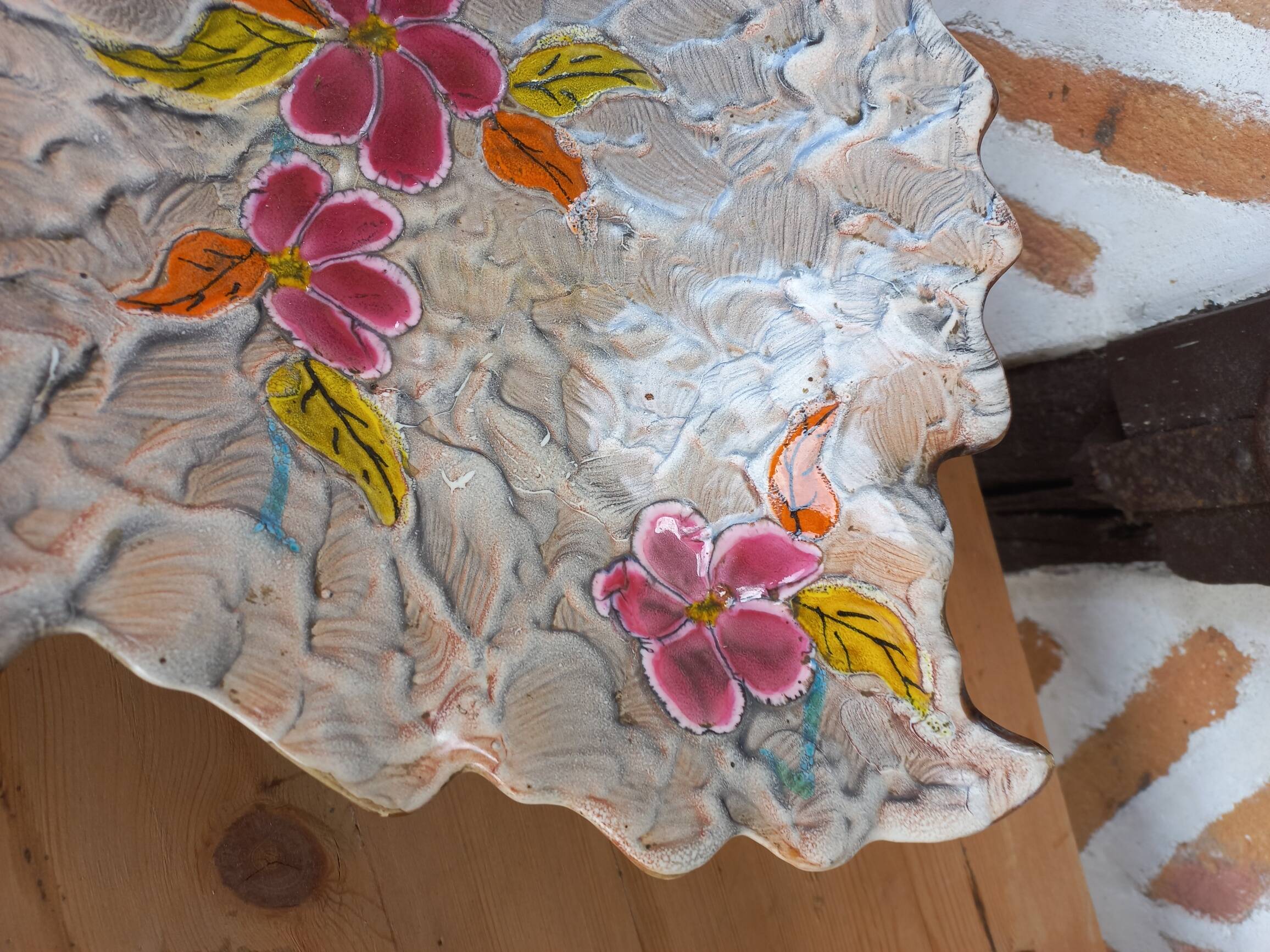 Vintage Vallauris style empty pocket fruit bowl