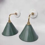Swan neck enamelled sheet metal wall lights