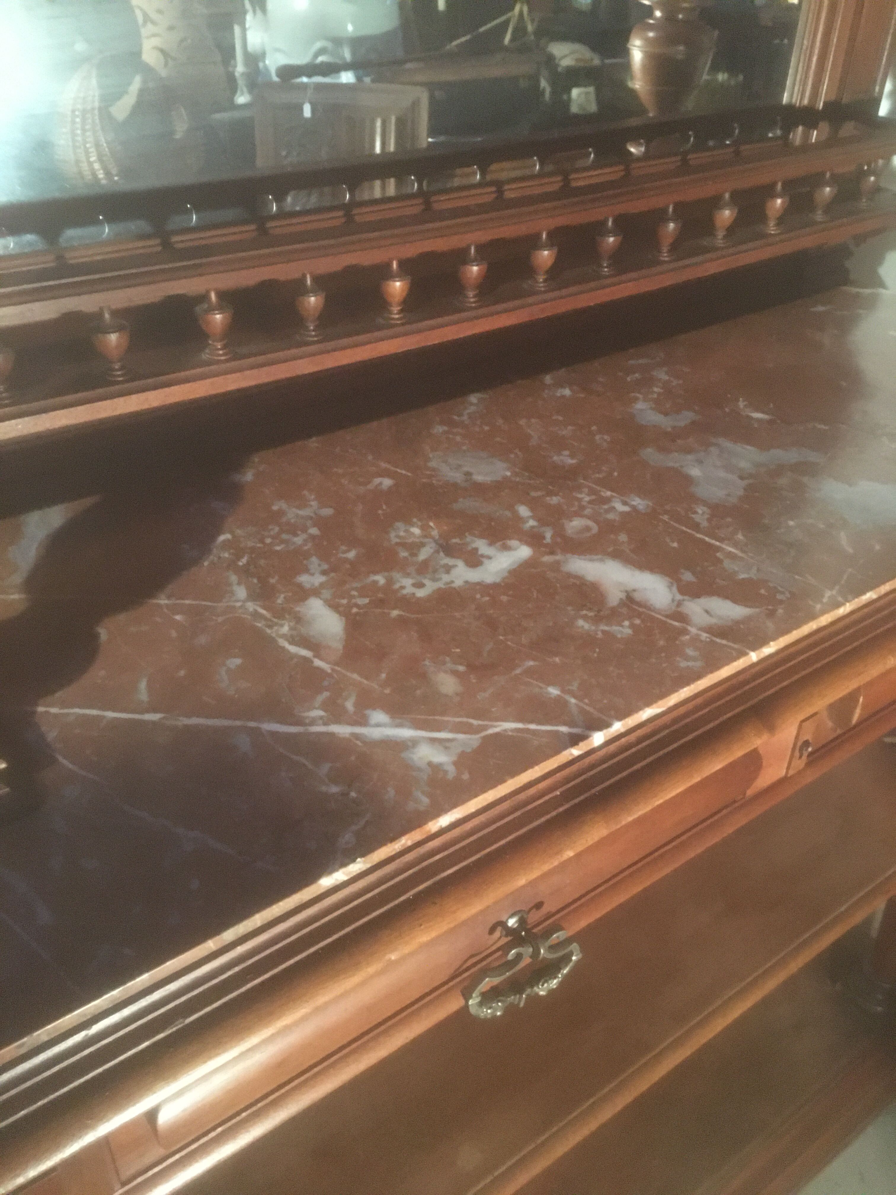 Service Henri ll in walnut, marble top