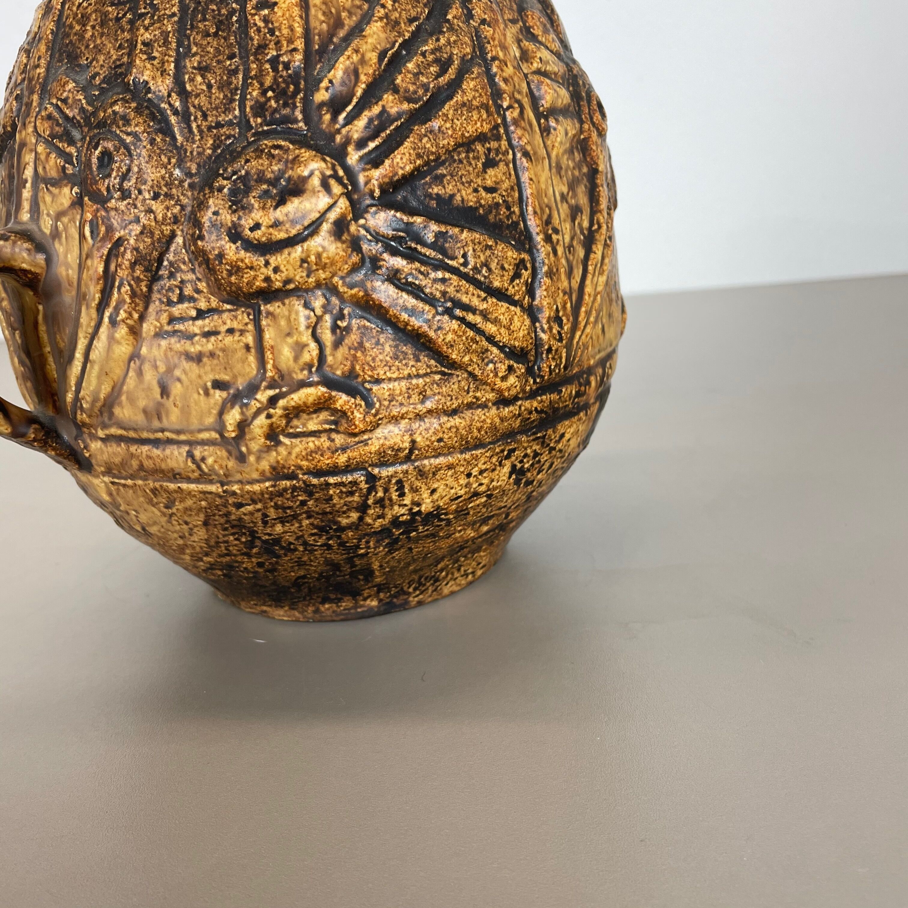 Fat lava pottery "maya tiki" vase by jasba ceramics, germany, 1970s